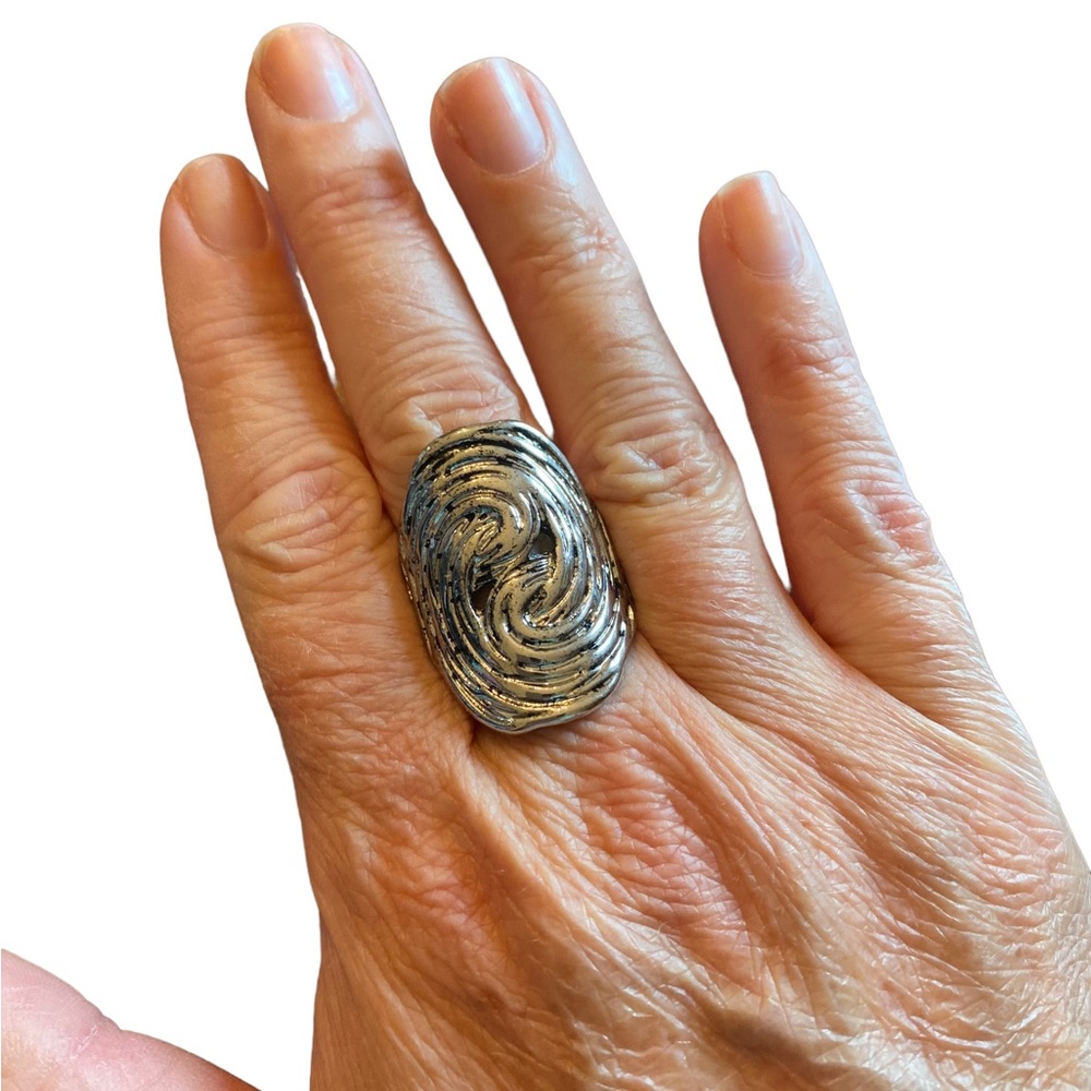 Silver Cuff Swirled Design Ring